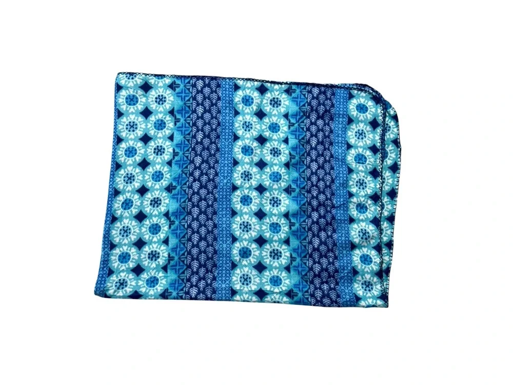 Blue and Turquoise Aqua Medallion Print Fleece Blanket Accent Throw Cover Quilt